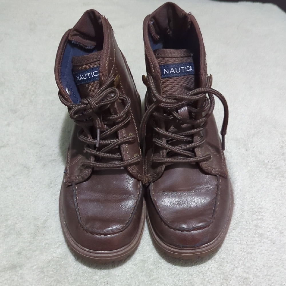 Nautica Brown Leather Boots with Lace-Up Design